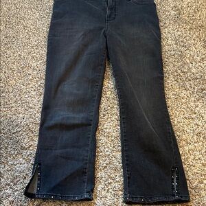 Gloria Vanderbilt Black Straight Leg Jeans with Studded Hem